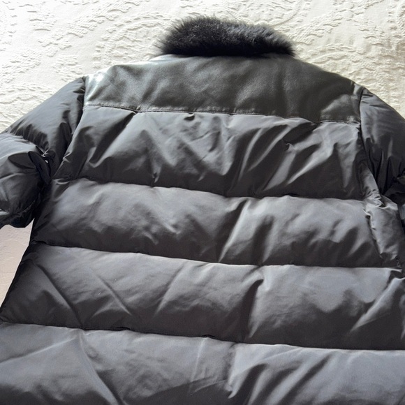 RARE EUC Black Puffer Faux Fur Collar Leather Pocket Trim/Shoulder by COACH - Picture 14 of 16